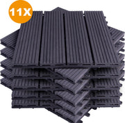 Happyment Vlondertegel 11 stuks - Terrastegel Antraciet - Terrasplanken - Tuintegel - Balkon, buiten vloer - 30x30cm