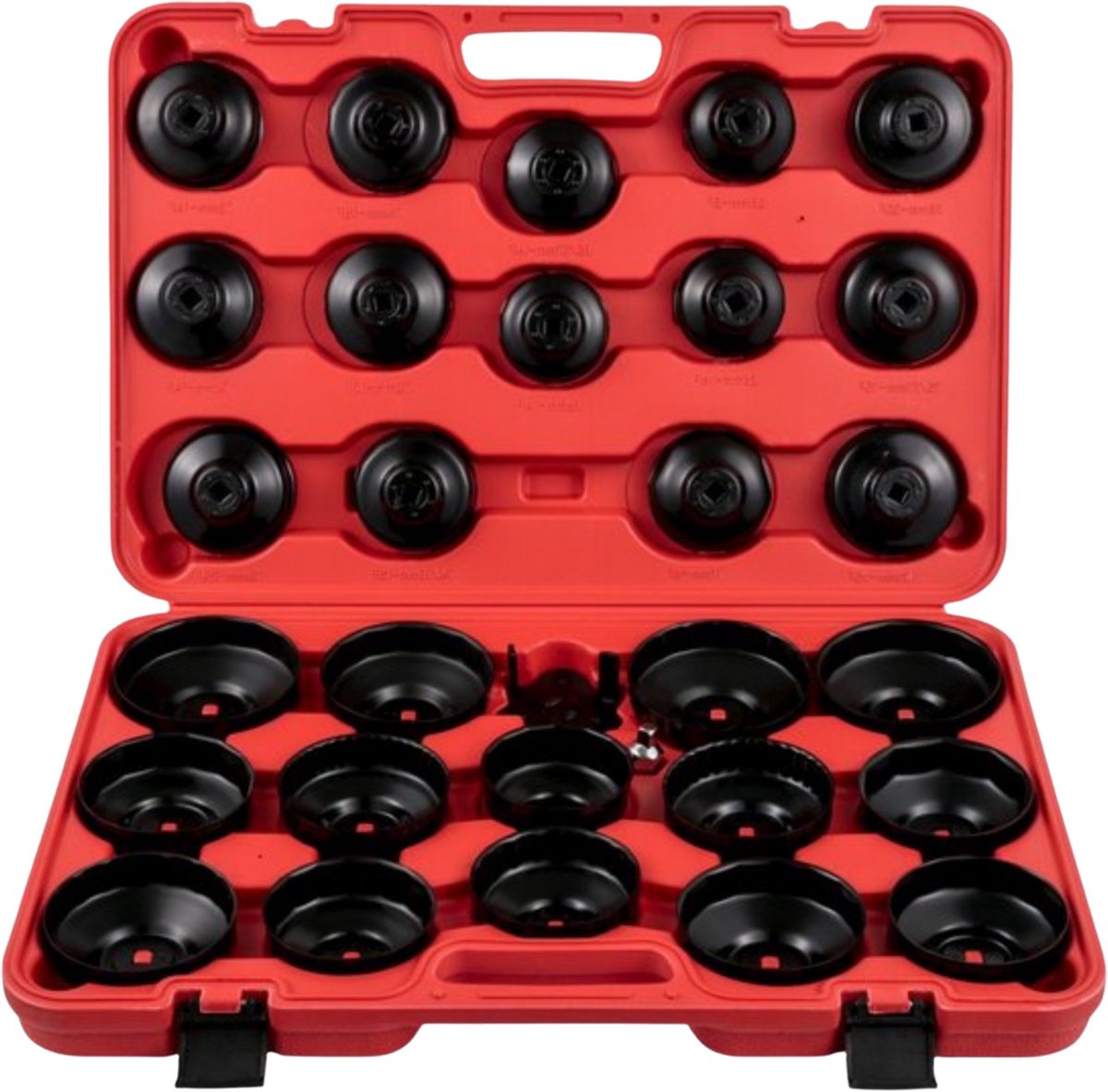 Oliefilter sleutel doppenset - 30-delige set Oliefilterdopsleutelset - Eind kappen - Met 3/8" en 1/2" Aansluiting - Zwart