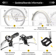 Driewieler Lizo Valora - 6 versnellingen - Fiets voor volwassenen en senioren - 24 Inch - Opvouwbare Trike - Met mand - Voorrem - Zwart
