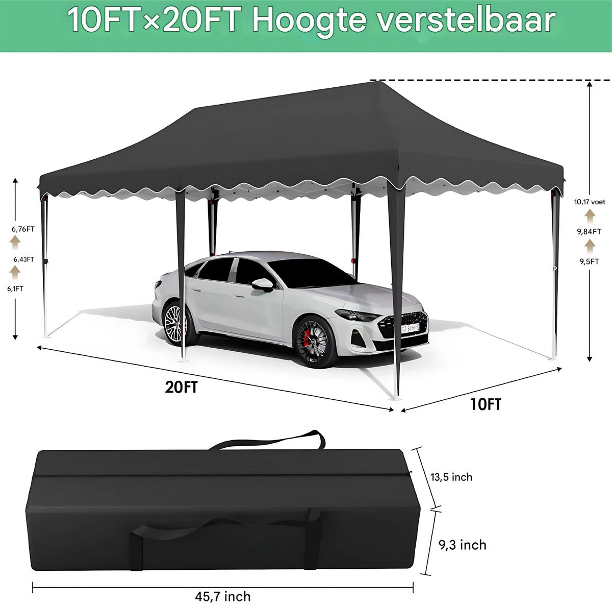 Paviljoen- Partytent - Tuin tent - Overkapping - Gazebo - Opvouwbare Partytent met Zijwanden - UV50+ Bescherming - Waterdicht & Stevig - Voor Tuinfeest & Buitengebruik - Zwart - 3x6m