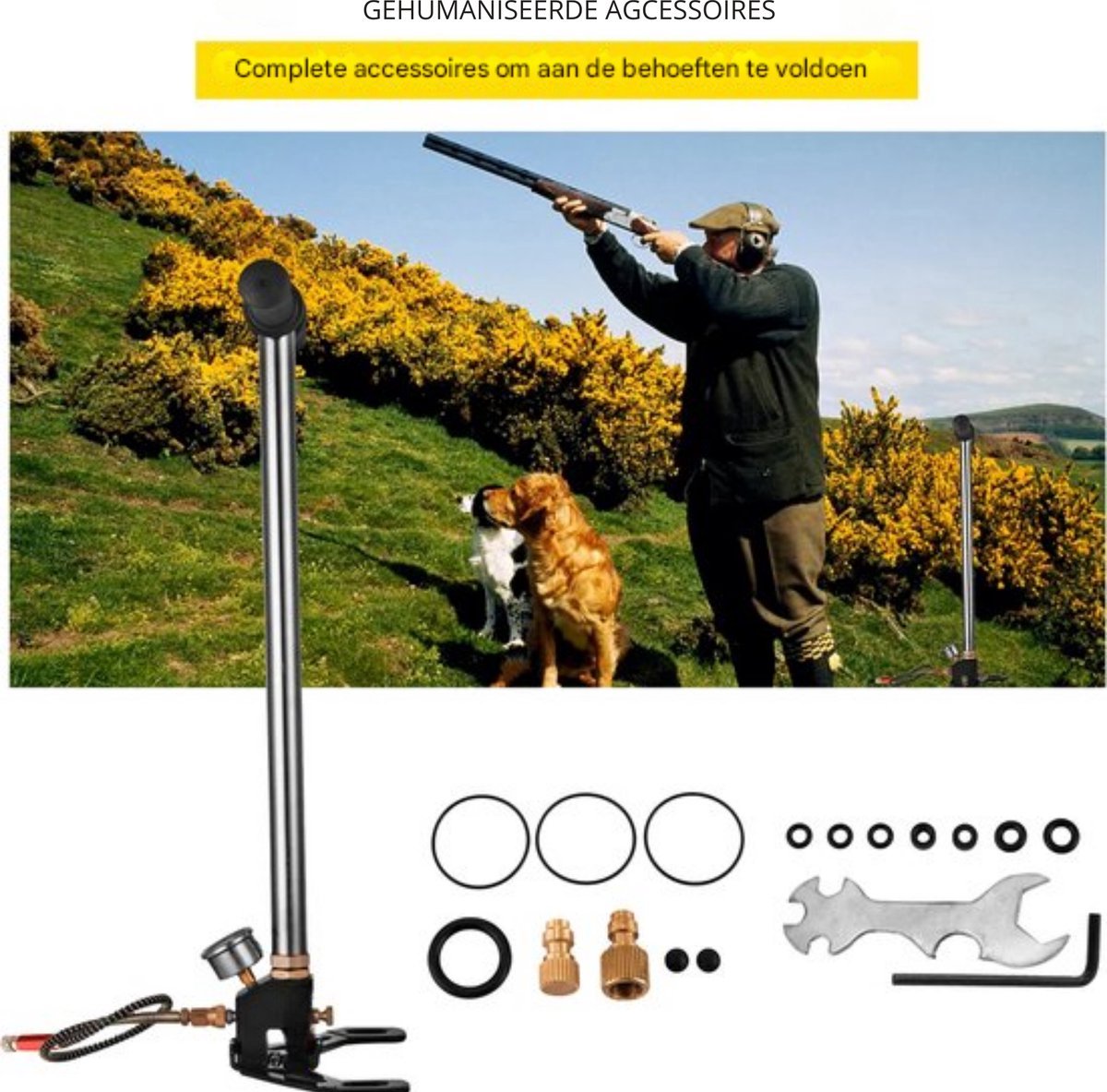 Happyment PCP Pomp - RVS - opvouwbaar - 4500 psi - zilver