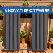 Waterdicht buitengordijnen - Winddicht en verduisterend - Voor Overkapping, Tuinterras, Gazebo en Pergola - Thermisch Geïsoleerd - Donkergrijs 140x213cm