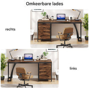 Computerbureau Luvia - Met 3 lades - 150cm - Bruin - Bureau - Voor thuis of werk en meer
