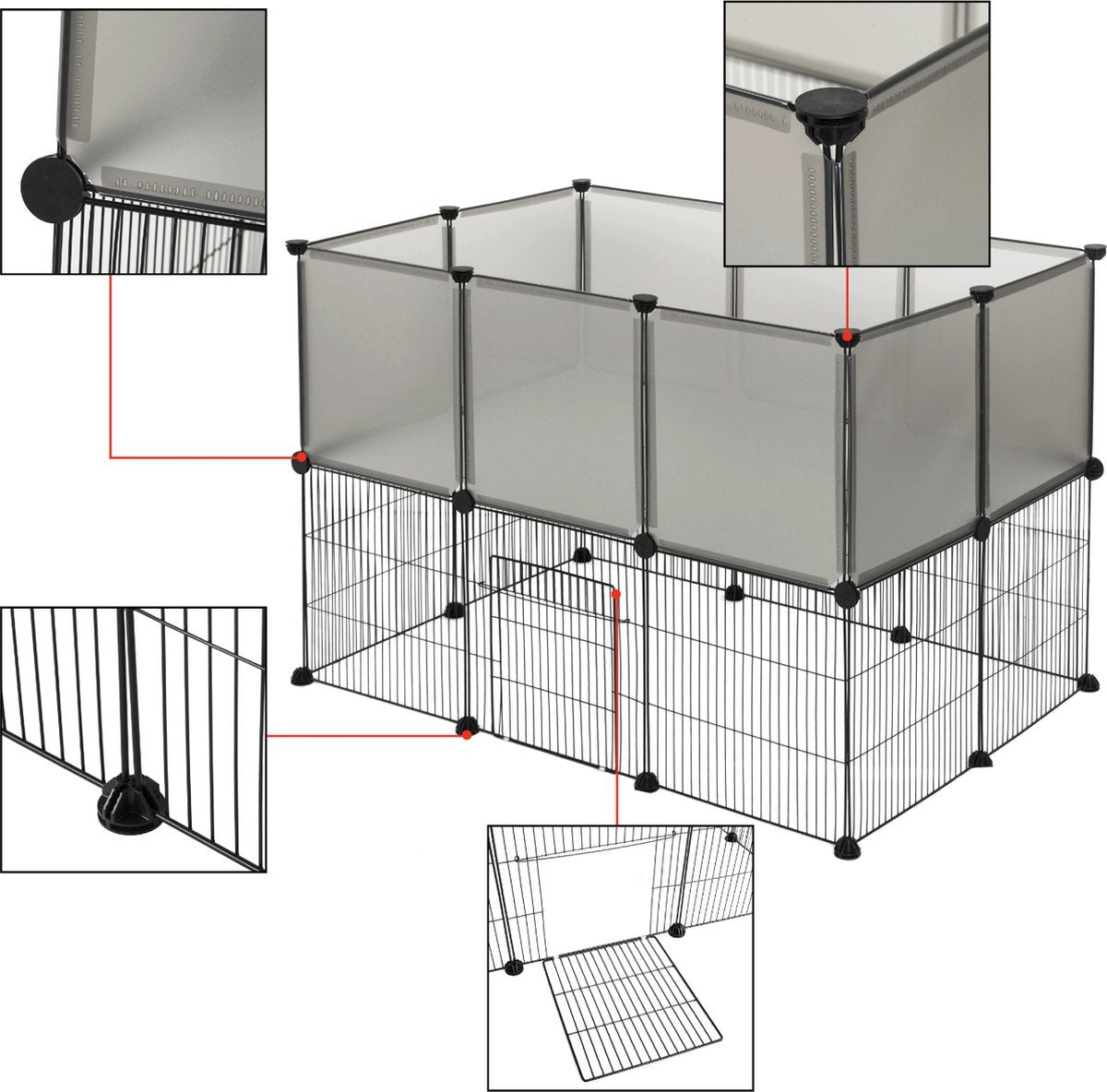 Dierenren - Extra hoog - Verstelbaar - Wit - 107x72x72cm