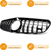 Voorbumper GT Grille - Voor Mercedes C217 S63/S65 AMG Coupé (2014-2017)- Chroom + Zwart - Auto Accessoires