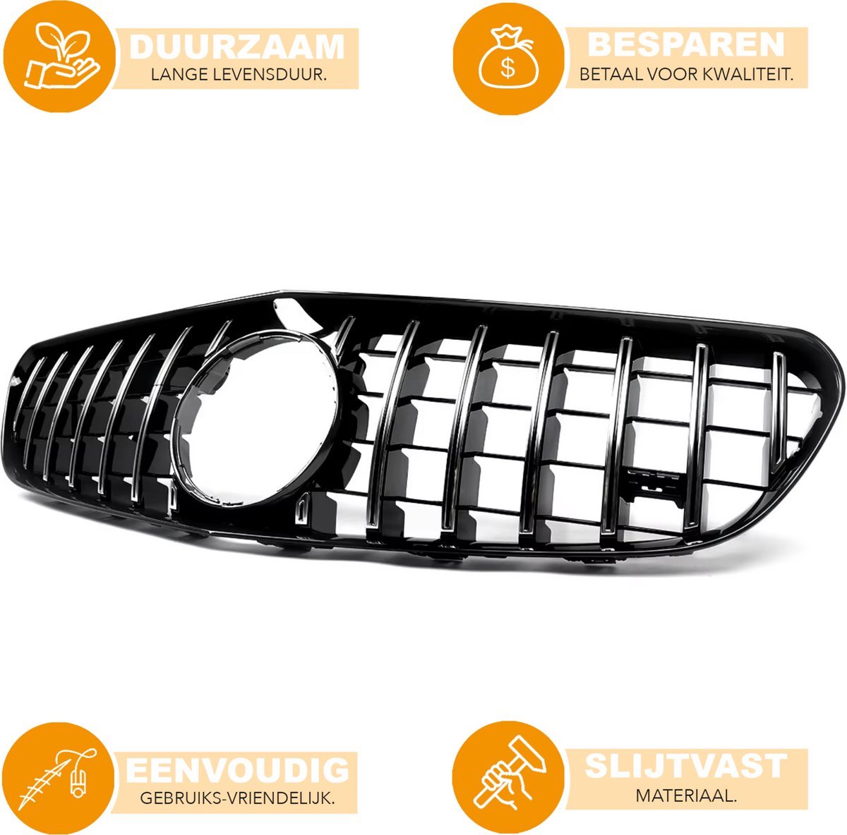Grille Taviro - Voorbumper GT Grille - Voor Mercedes C217 S63/S65 AMG Coupé (2014-2017) - Chroom + Zwart - Auto Accessoires