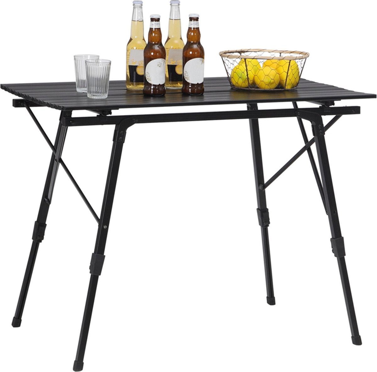 Happyment Camping klaptafel zwart - Inklapbaar - 4 personen - Picknicktafel - Kinderen & volwassenen - Verstelbaar in hoogte - Black friday - Kerstcadeau