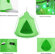 Egg hangstoel Valora - Voor kinderen - Hangmat X-standaard - met Boomentent - Speeltent Binnen en Buiten - Egg chair cocoon - Metalen Schommelstoel - Groen