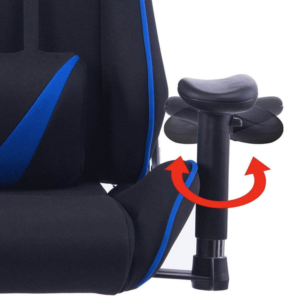 Happyment Gamestoel Sheffield - Kunstleer - Met rugleuning en armleuning - In hoogte verstelbaar - Ergonomisch - Blauw/zwart