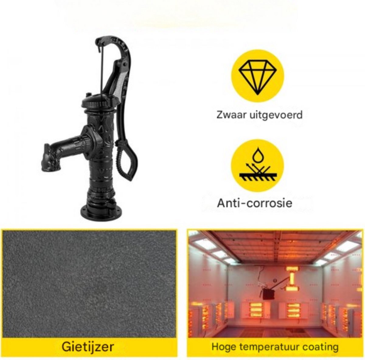 Waterpomp - Handdrukpomp - Grondwaterpomp - Gietijzer - 22 cm Wateruitlaat