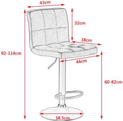 Barkruk Derla - Met hoge rugleuning - Barstoelen ergonomisch - Zithoogte 60-82cm - Antraciet - Set van 1 - Keuken en bar