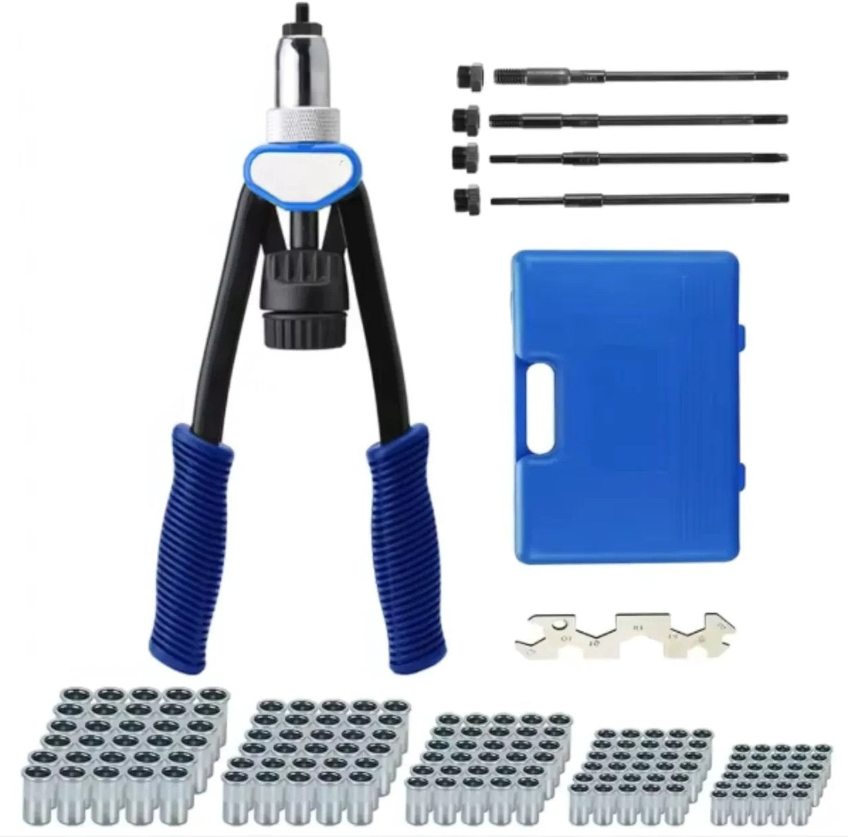 Profi Nietmutternzange Set - Blindklinkmoertang & Nietmachine - Inclusief 150 Moeren - M5-M12 Rivets & Accessoires
