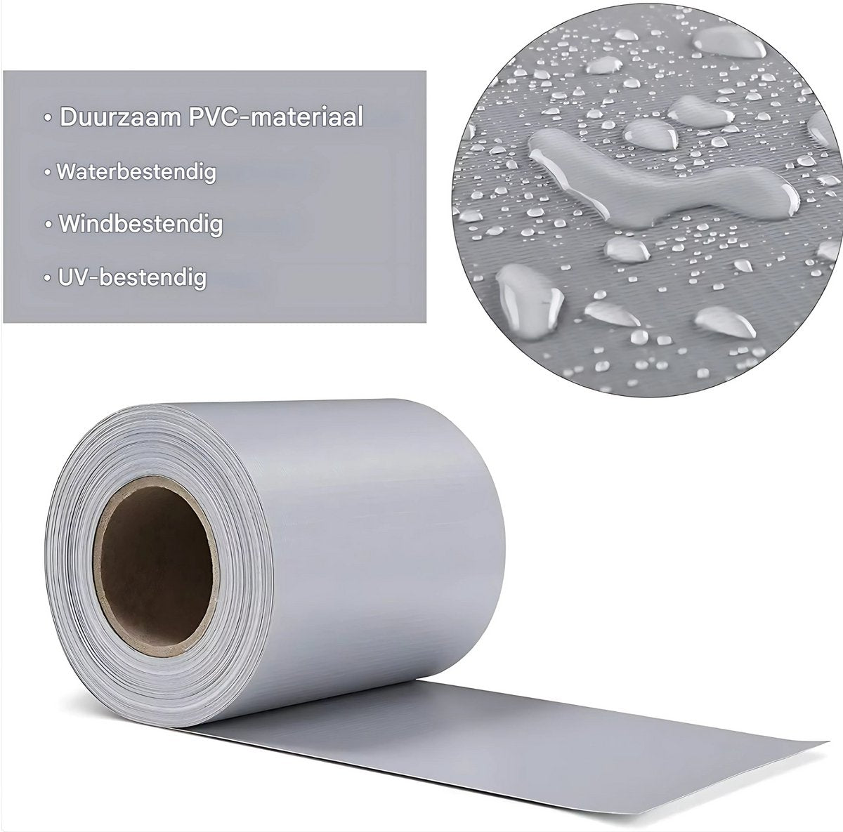 Happyment Privacy strip - Net schutting - Zichtbreeknet deluxe - Zichtdoek - Windbreekgaas - 50m x 19cm - Grijs