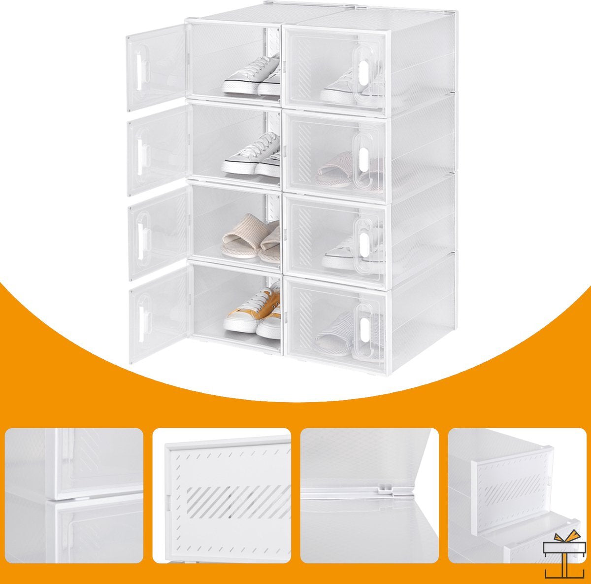 Schoenenbox PRO - Transparant - 8 stuks - Sneakerbox - Opbergsysteem