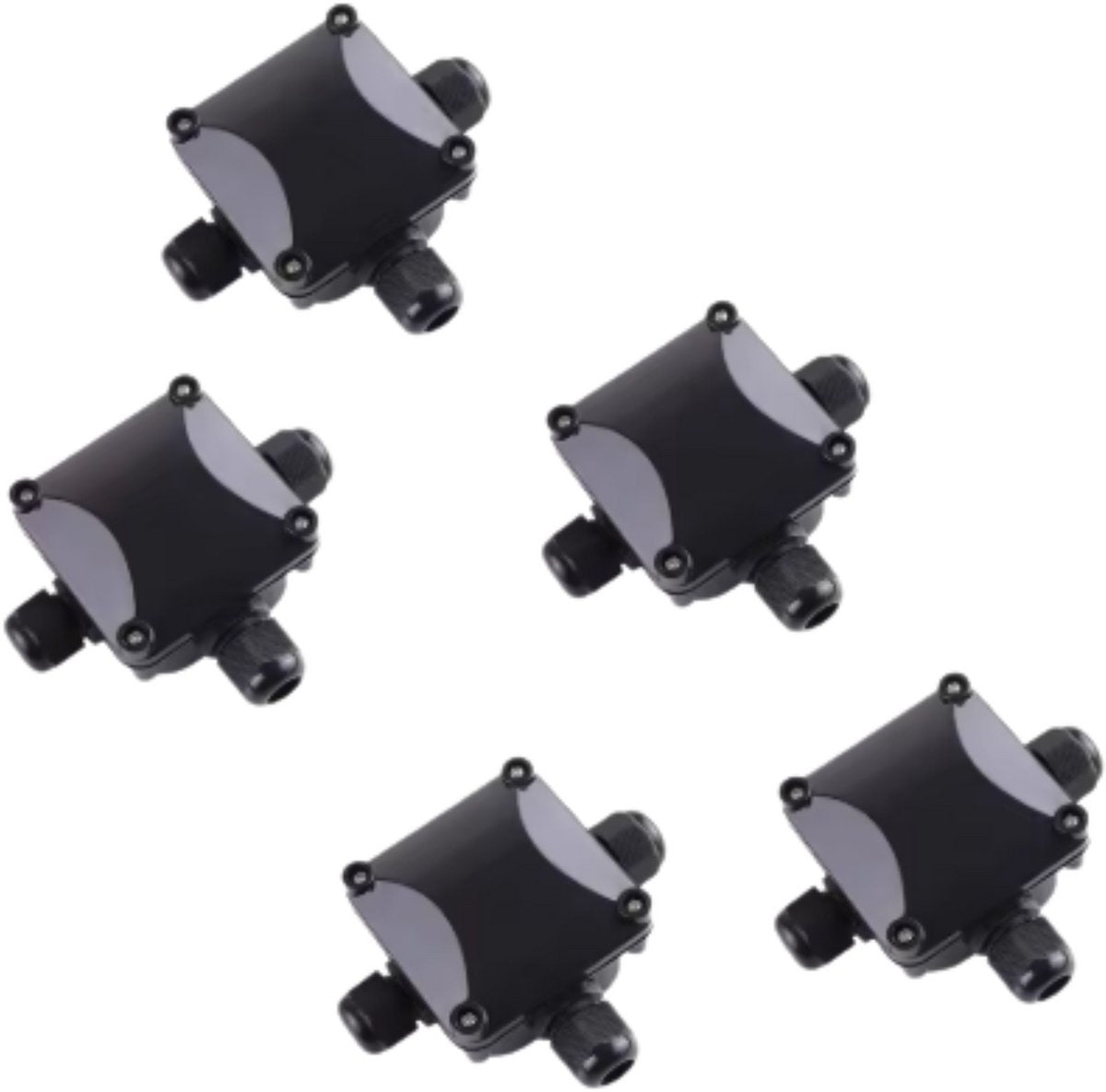 Aansluitdoos - Behuizing - Kabeldoos - Opbergbox - 3-Weg - Waterdicht - IP68 Externe Elektrische Aansluitdoos - Zwart - Ondergronds met Kabelconnector - Voor Buitengebruik - 5 stuks