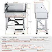 Professionele Hondenverzorgingskuip - Honenbad- RVS - Dierenbad - Max. 100kg Hondenwassysteem