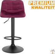 Bolt Edge Velvet Barkrukken - Bordeaux - Ergonomisch - Zithoogte 59-81cm - Set van 2