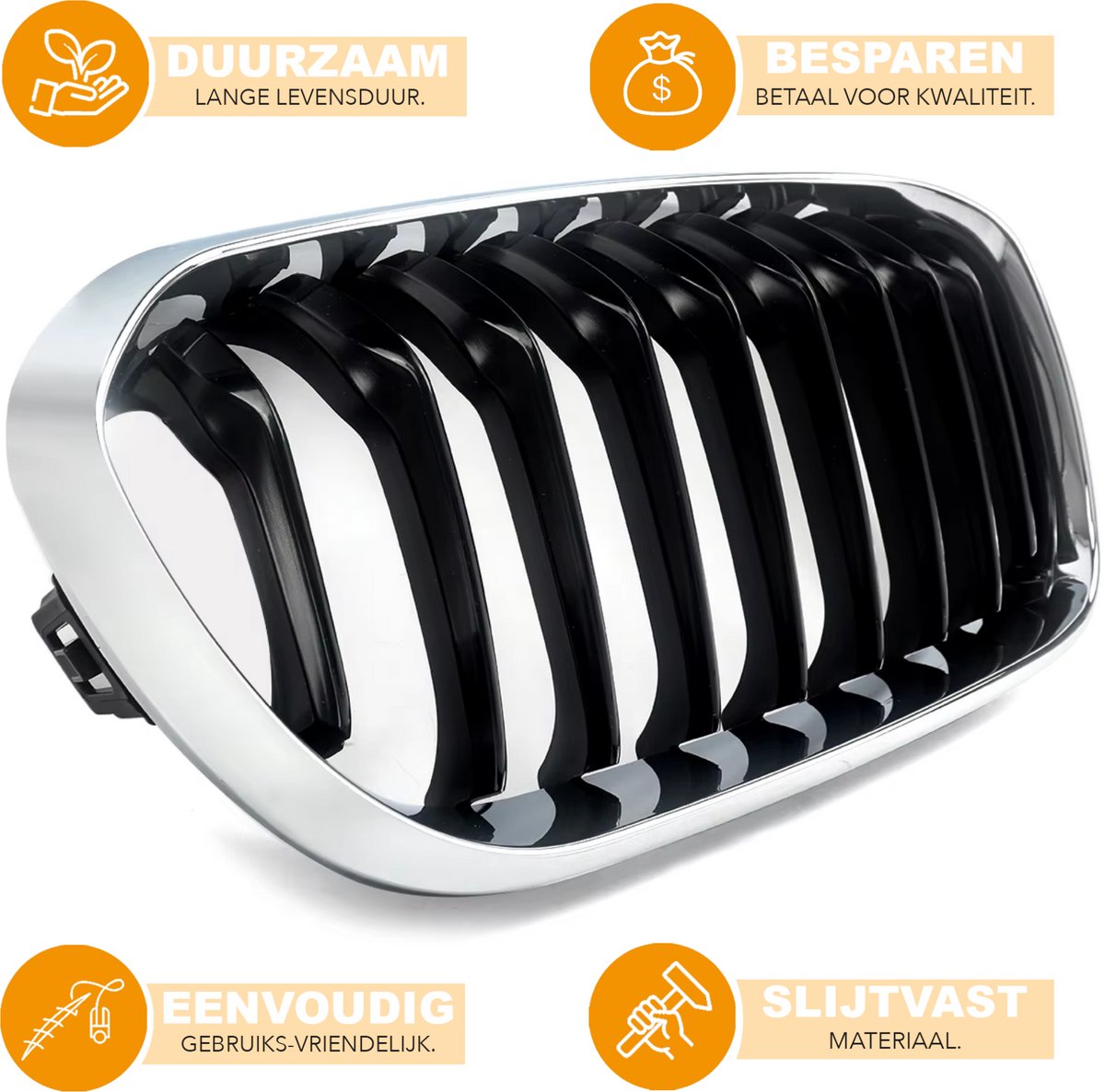 Voorbumper grille- Chroom + Zwart - Voor BMW 1 Serie F20/F21 LCI (2015-2019)- Auto accessoires
