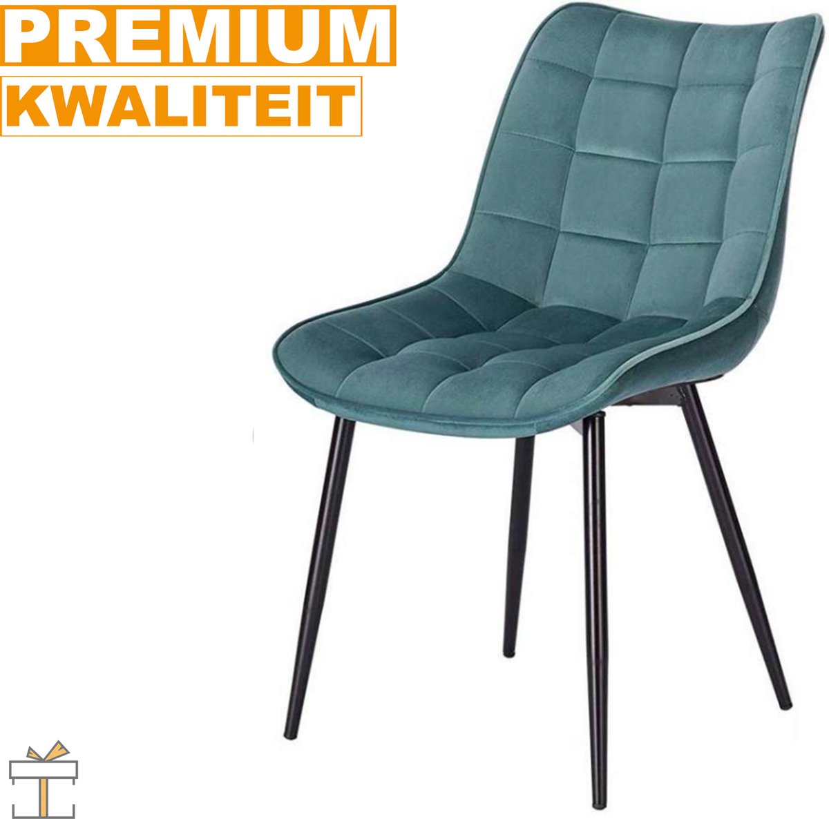 Happyment Luxe Eetkamerstoelen - Velvet Turqoise - Woonkamerstoelen - Keukenstoelen - Kuipstoel - Set van 2, 4 of 6