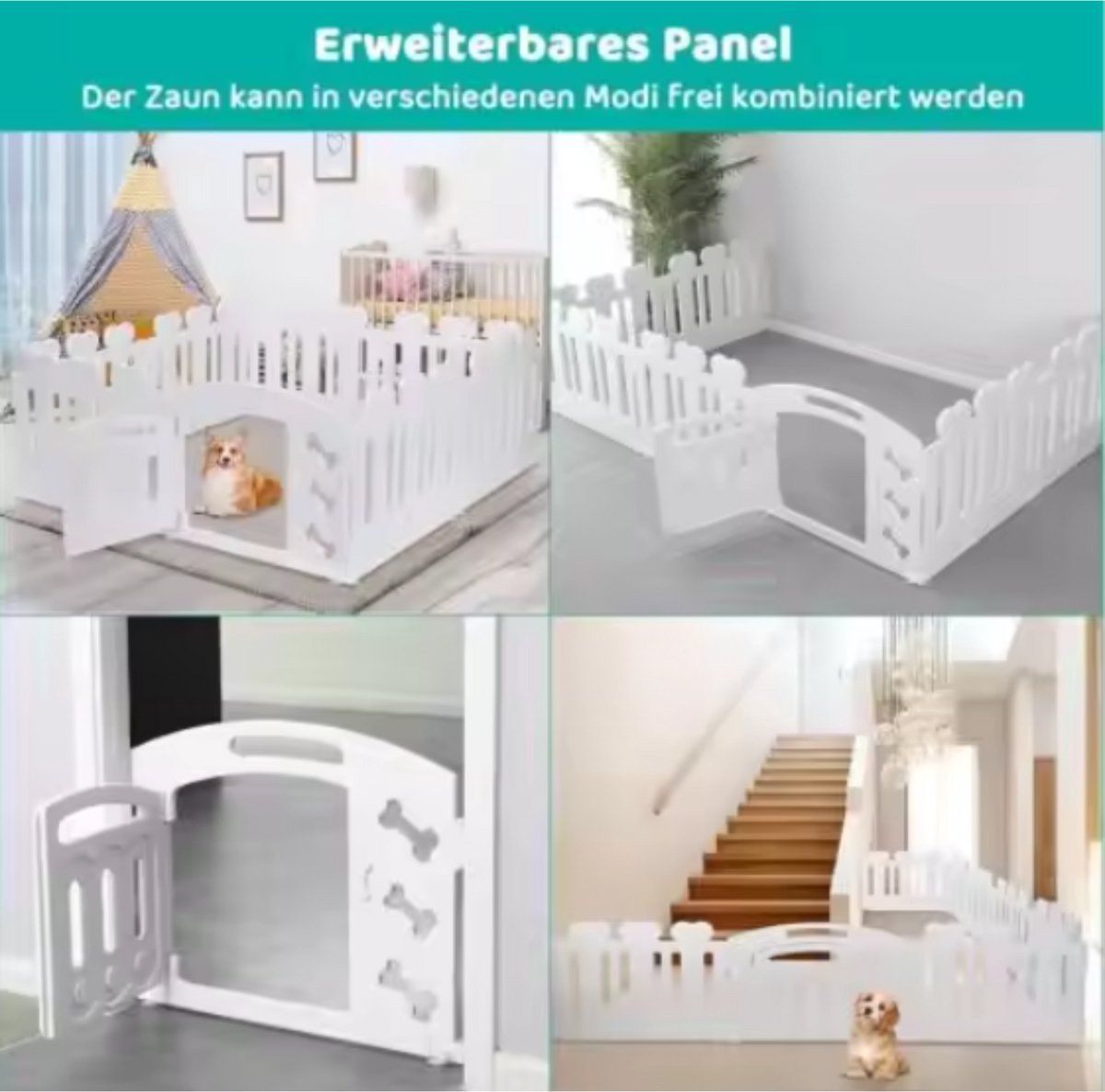 Puppyren XXL - Hondenren - Hondenbench - 155x155x60cm - Met Afsluitbare Deur - Gerecycled Plastic - Puppybehuizing voor Konijnen en Dieren - Voor Binnen en Buiten - Wit