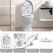 Antibacteriële Toiletbril Wit marmer - Met Softclose - Universeel - Toiletbrillen met print - WC Bril - Toiletzitting