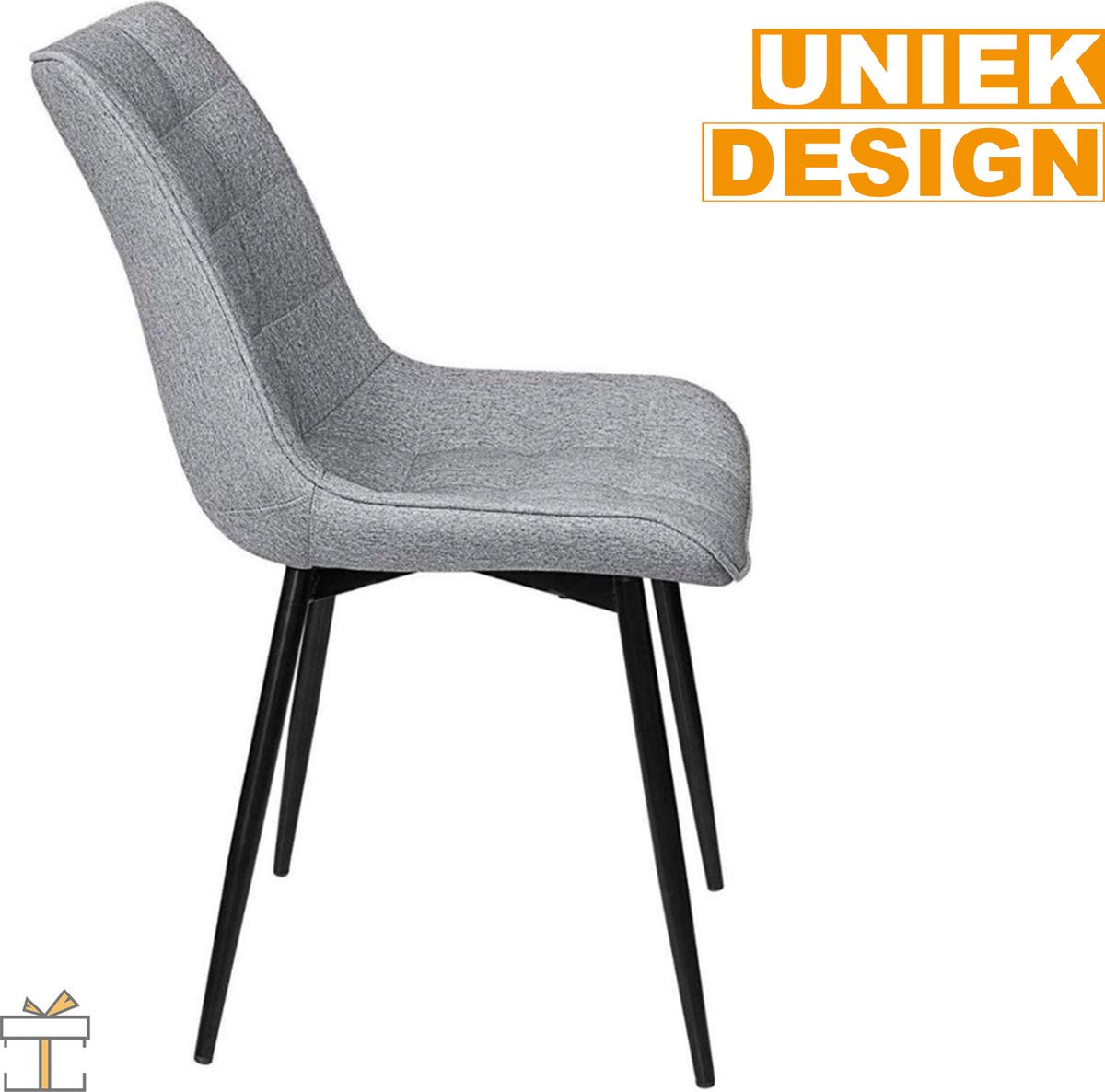 Happyment Luxe Eetkamerstoelen - Lichtgrijs - Fauteuils met armleuning - Woonkamerstoelen - Keukenstoelen - Kuipstoel - Linnen - Set van 2