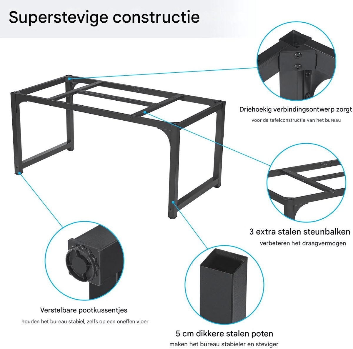 Bureau Livio - 80 × 160× 75 cm - Bruin - Computerbureau - Voor thuis of werk
