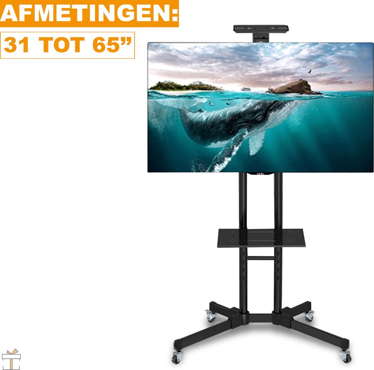 TV Standaard - Verrijdbaar - Verstelbaar tot 173cm - Voor 32-65 inch