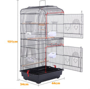 Happyment® Vogelkooi voor binnen en buiten - Met voerbakken - Voliere - Met standaard - Black friday - Sinterklaas - Kerstcadeau - 92x34x44 cm