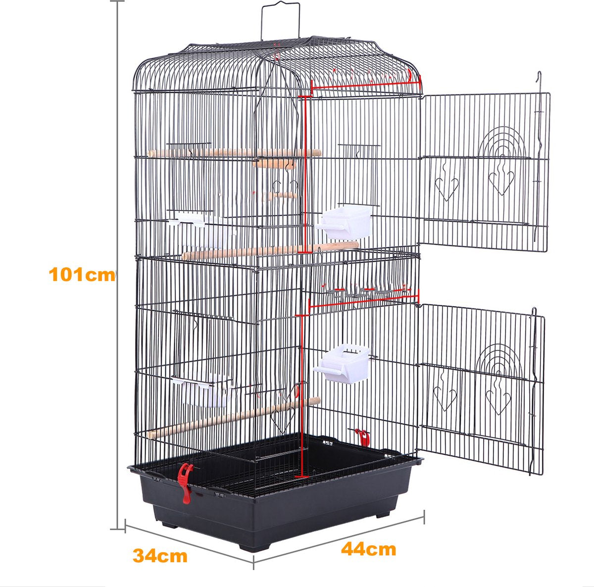 Happyment® Vogelkooi voor binnen en buiten - Met voerbakken - Voliere - Met standaard - Black friday - Sinterklaas - Kerstcadeau - 92x34x44 cm