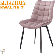 Happyment Luxe Eetkamerstoelen - Velvet Roze - Woonkamerstoelen - Keukenstoelen - Kuipstoel - Set van 2, 4 of 6