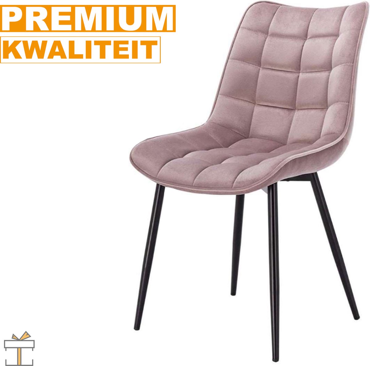 Happyment Luxe Eetkamerstoelen - Velvet Roze - Woonkamerstoelen - Keukenstoelen - Kuipstoel - Set van 2, 4 of 6