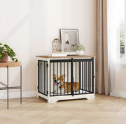 Hondenbench - Hondenkrat - Hondenkennel - Hondenhok - 81 cm - Voor Binnen - Wit/bruin