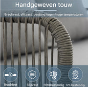 Tuinmeubelset - Loungeset - Tuinlounge Lounge Set - Lounge Set - Voor Tuin, Terras of Balkon - 2-Zits Sofa, 2 Fauteuils & Salontafel - Handgeweven Touw & Houtnerflook - Met Glasplaat & Gegalvaniseerd Staal