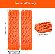 Oprijplaat 2-delig - Tractiebord 2-delig - Oprijblokken - Voor Offroad, Sneeuw & Modder - voor campers & voertuigen - Zand of sneeuw - Oranje