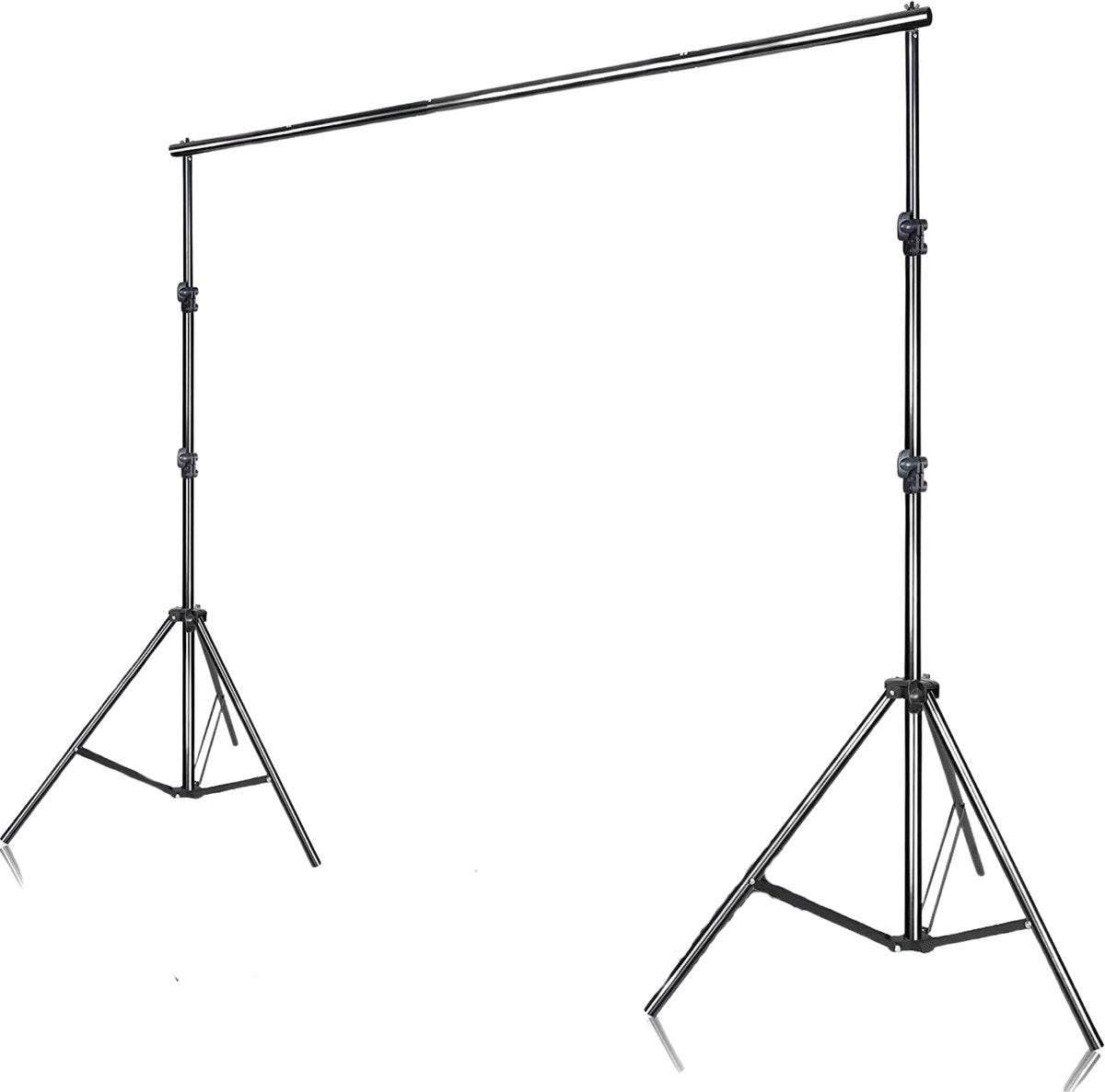 Achtergrondsysteem voor Fotostudio - Achtergrondstandaard - Achtergronddoek standaard - 3x2,6 m - In hoogte verstelbaar - Aluminium Zwart
