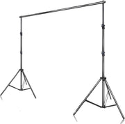 Achtergrondsysteem voor Fotostudio - Achtergrondstandaard - Achtergronddoek standaard - 3x2,6 m - In hoogte verstelbaar - Aluminium Zwart