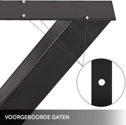 Tafelpoten - 2 Stuks X-poot Zwart - 60x72cm Stalen Tafelpoot - Voor Eettafel