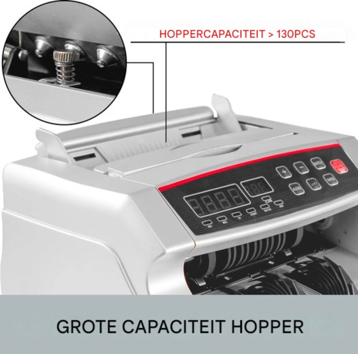 Geldtelmachine deluxe - Professionele biljettelmachine - Grijs - 1000 Biljetten p/min