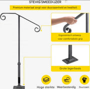 Smeedijzeren Leuning - Trapleuninghouders - Voor 1-2 Treden - 36" Hoog - Zwarte Trapleuning