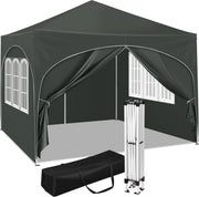 Happyment Luxe Partytent met zijwanden - Grijs - Opvouwbaar - Easy up - Paviljoen - Waterdicht weerbestendig - 3x3 m