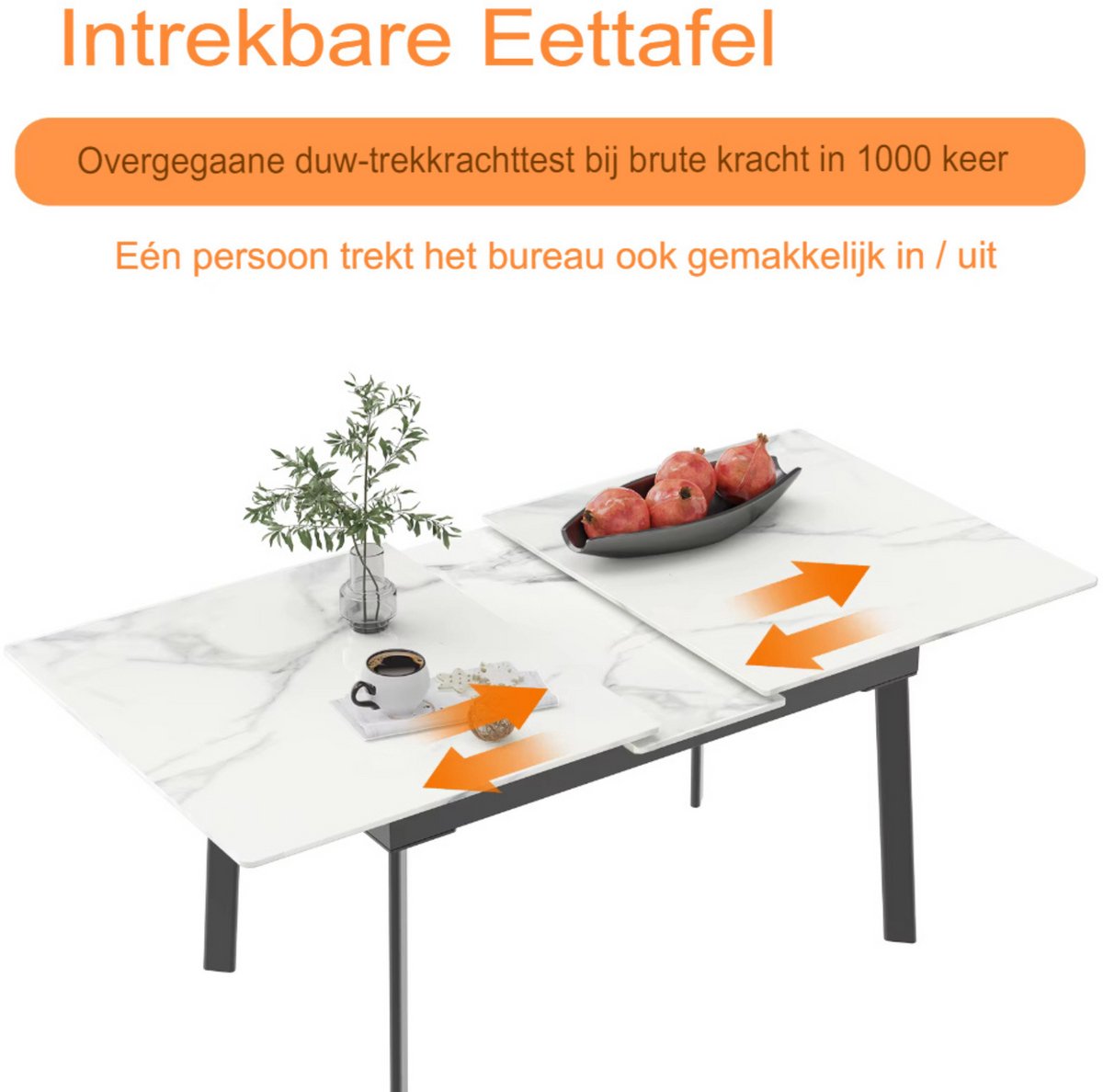 Eettafel Zenia - 4 tot 8 personen - Glossy white - Uitschuifbaar - 130-160cm - Rechthoekig