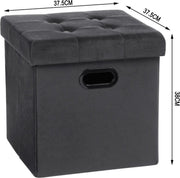 Poef - Grijs - Velvet - Met opbergruimte - 37.5x37.5x38cm