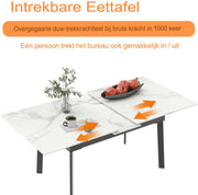 Eettafel Zenia - 4 tot 8 personen - Zwart - Uitschuifbaar - 130-160cm - Rechthoekig