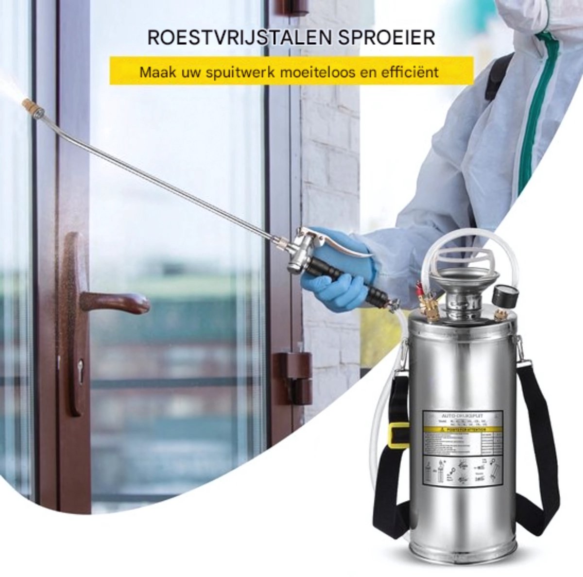 Onkruidsproeier - Rugspuit 8L - RVS Druksproeier - Onkruidspuit - Ergonomisch - Variabele Spraykop