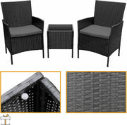 Happyment Tuinset 2 persoons - Wasbare kussens - Tuintafel met stoelen - Tuinsets - Loungeset tuinmeubels