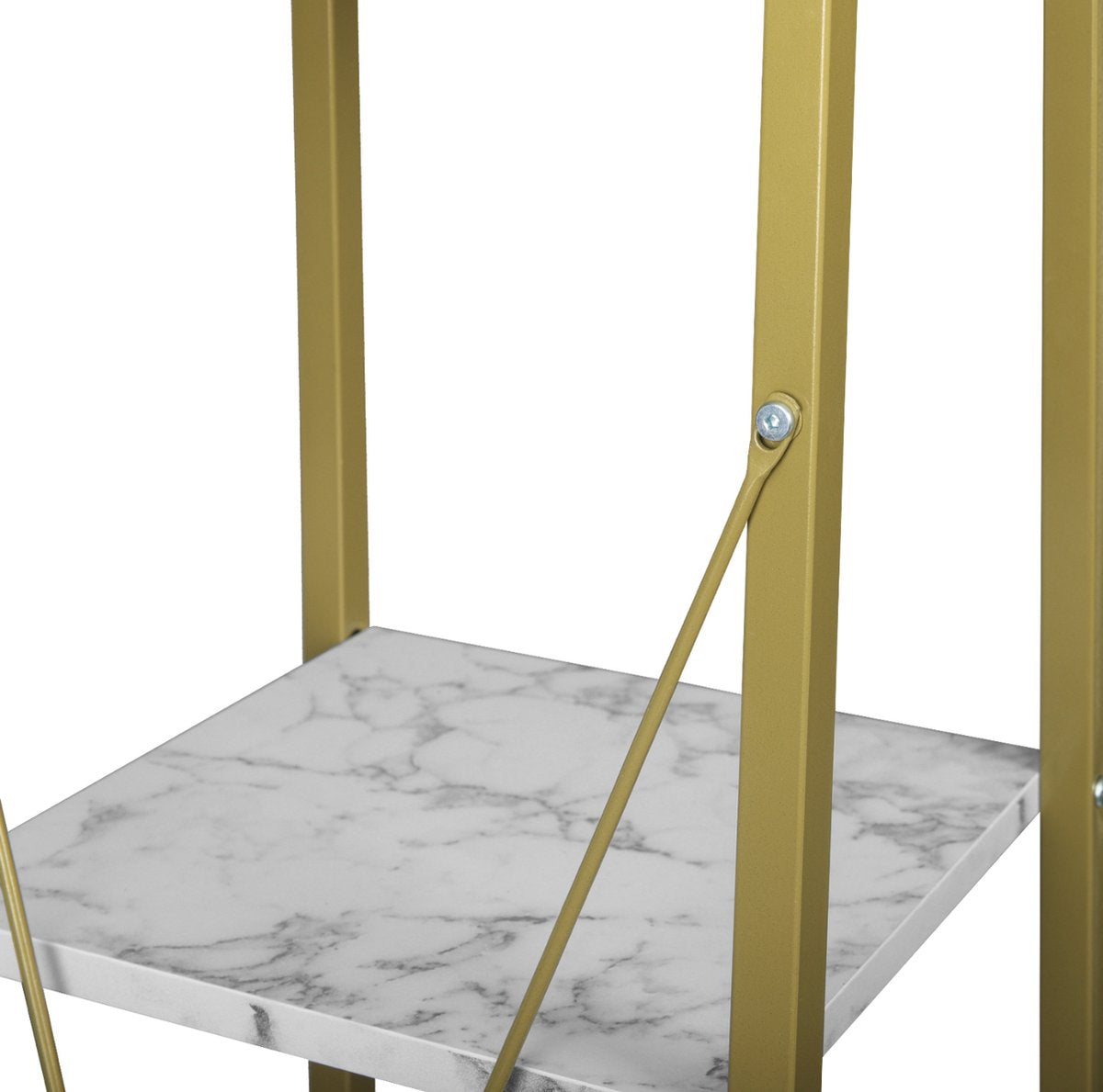 Happyment Boekenkast Vila - 4 lagen - Wit/Goud - Marble look - Boekenrek - Woonkamer, slaapkamer en kinderkamer - Hout - Wit - 34 x 35 x 148 cm