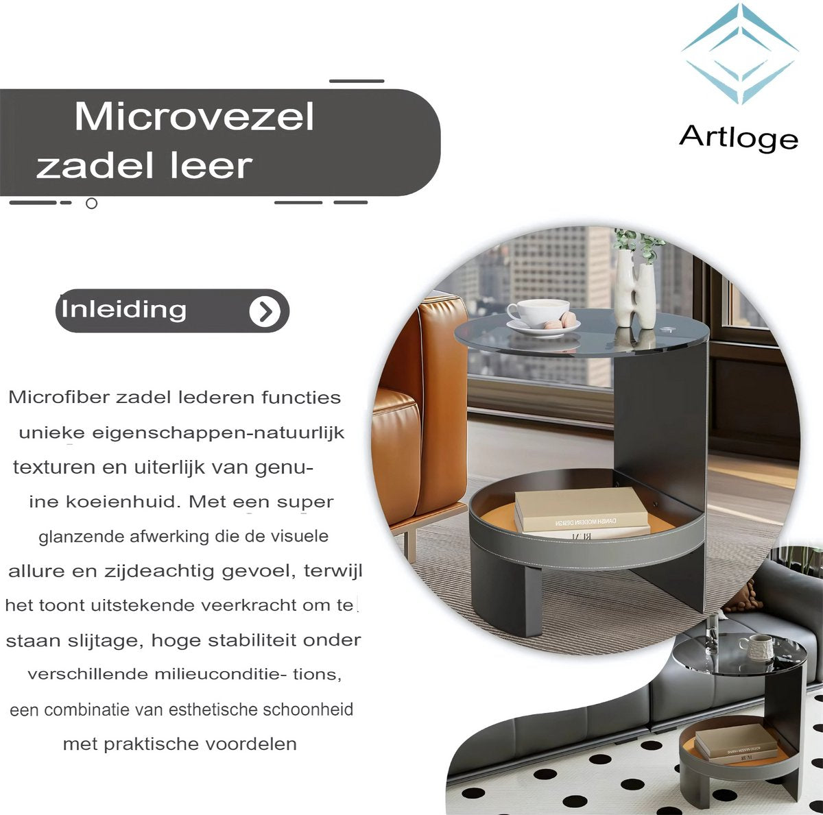 Bijzettafel Deliot - Bijzettafeltjes voor woonkamer of slaapkamer - Glas - Wachtruimte - Uniek Accent