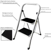 Opvouwbare Opstapkruk - 2-4 Stappen Ladder - Draagbare Opvouwbare Trapladder - Antislip Voeten - Voor Binnen & Buiten