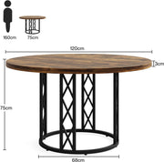 Eettafel Ceylix - Ronde Tafel 120cm - Voor 4 Personen - Voor Eetkamer of Keuken